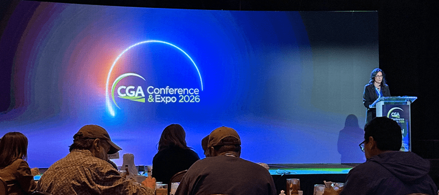 Attendees networking and exploring technology exhibits at the 2026 CGA Conference & Expo focused on damage prevention and utility infrastructure safety.